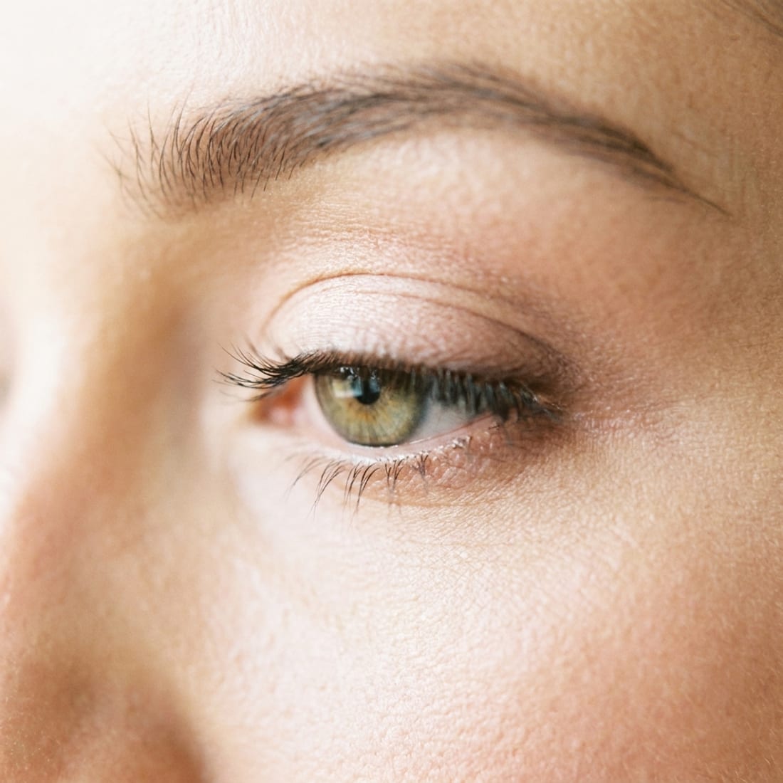 Close-up of soft bridal eye makeup