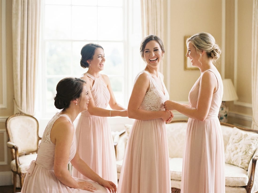 Bridesmaids getting ready together